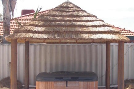 poolside bali style hut